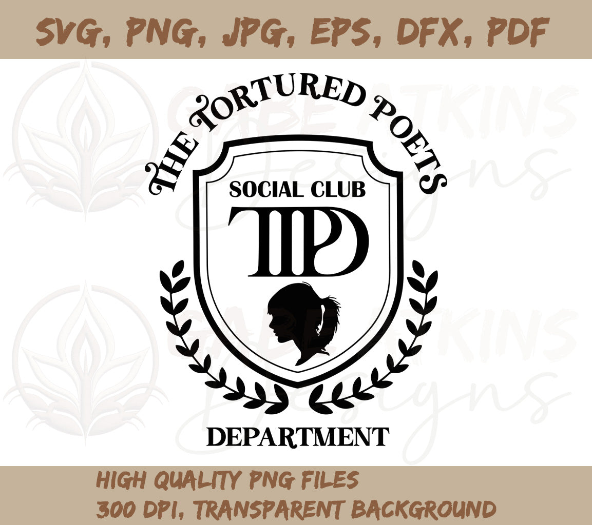 TTPD - The Tortured Poets Department Social Club SVG, PNG JPG, EPS, DX | Tortured Poets Department Social Club SVG, PNG JPG, EPS, DXF, PDF