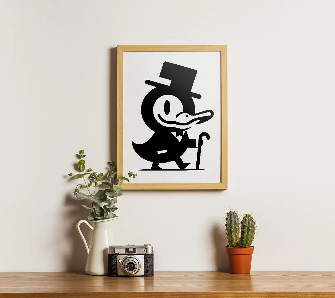 Funny Minimalist  Duck with Top Hat & Cane SVG SVG