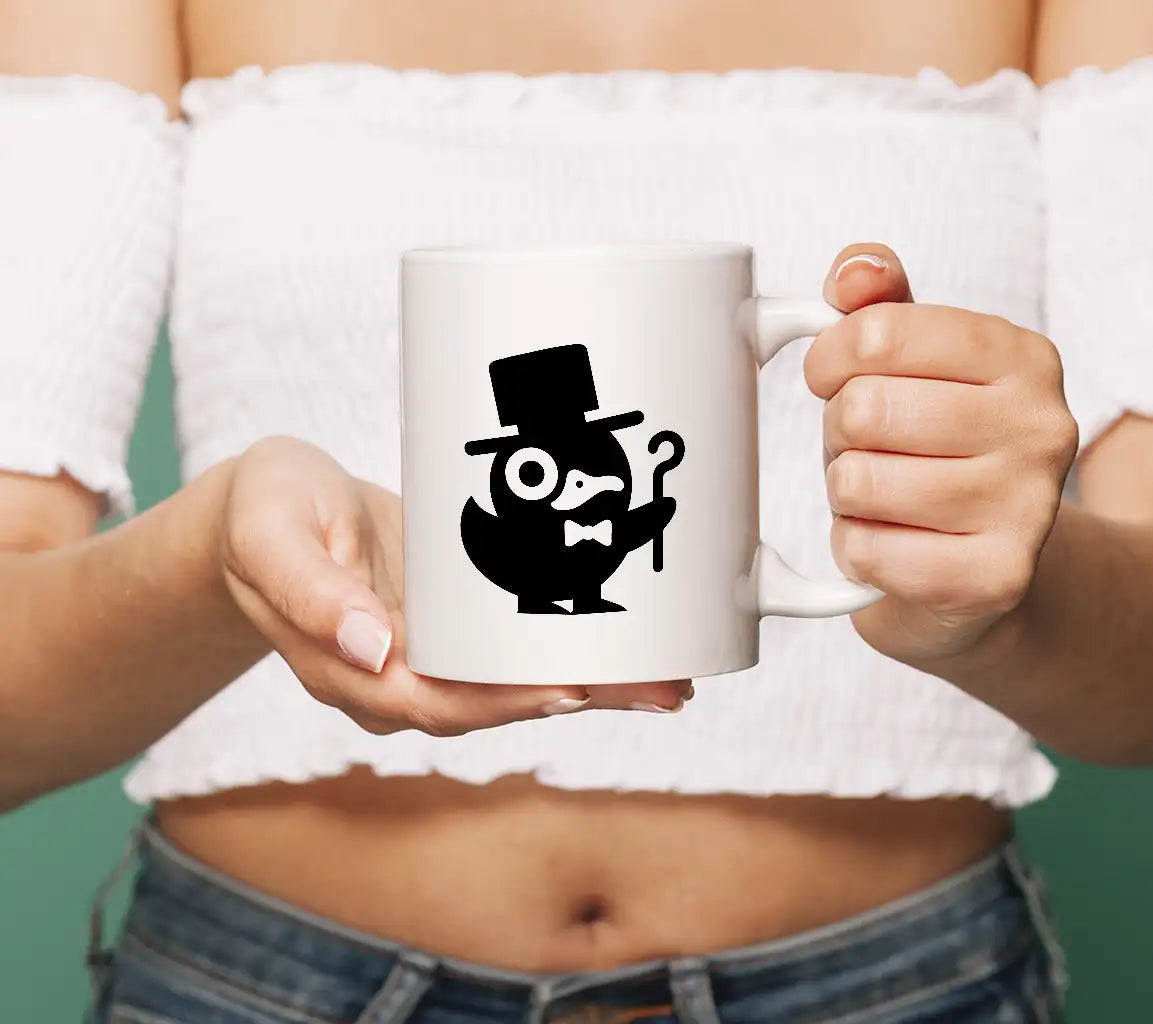 ##  Funny Duck in Top Hat & Bow Tie - Minimalist  SVG SVG