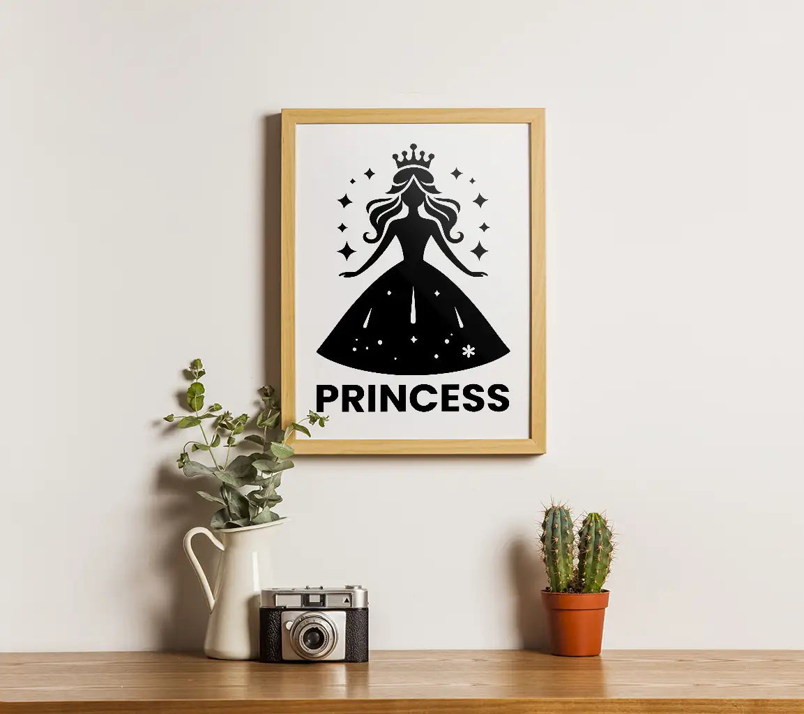 Minimalist Princess Silhouette SVG Design - Black Clipart SVG