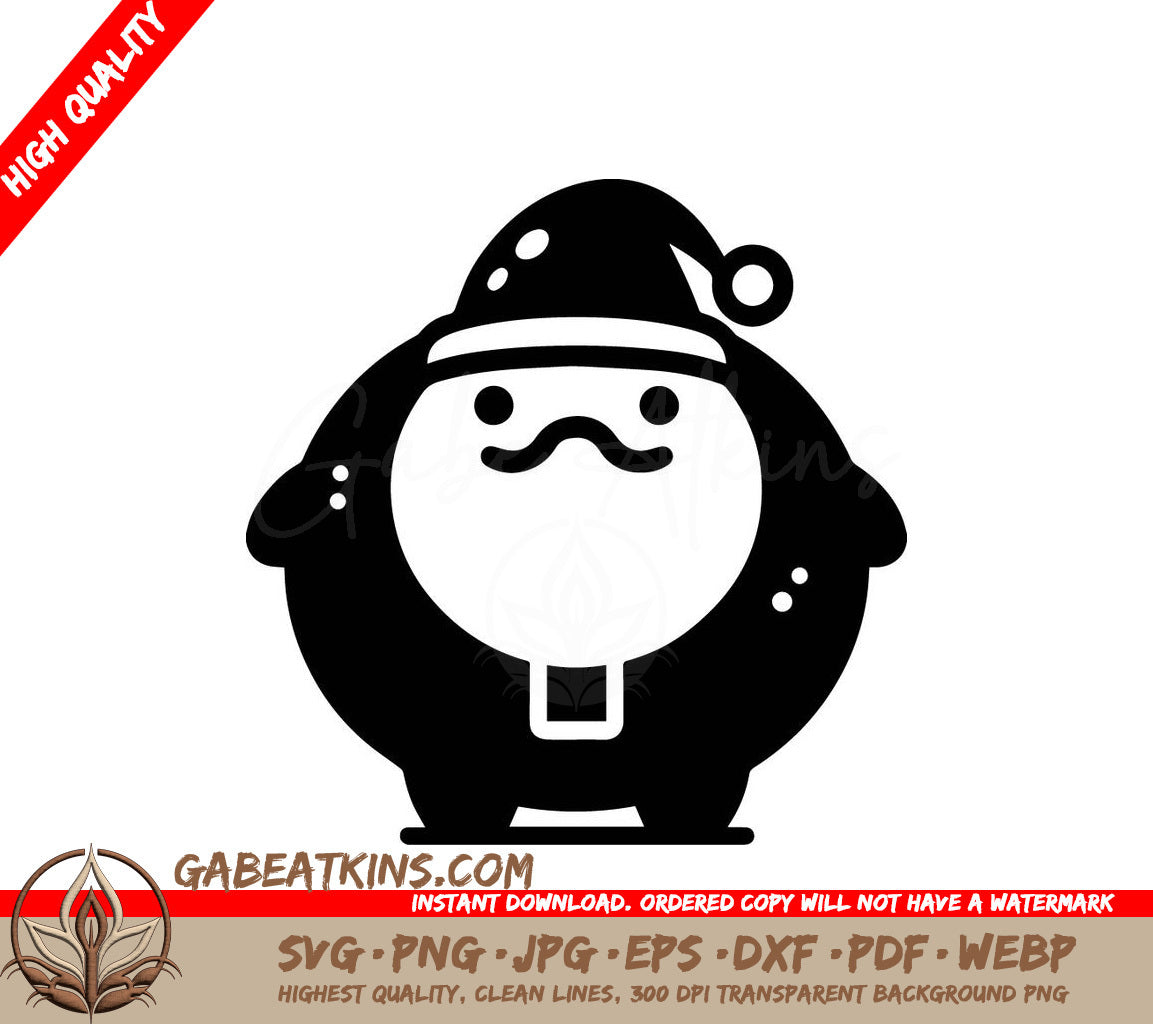 Penguin in Santa Hat SVG - Minimalist Cartoon Christmas Character SVG