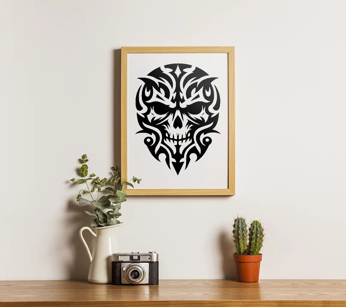 Modern Tribal Skull SVG -  Tattoo Design SVG