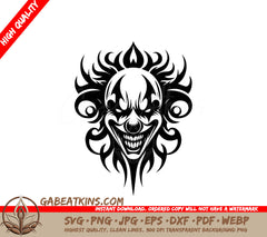 Creepy Clown Tribal Tattoo SVG -  Drawing SVG