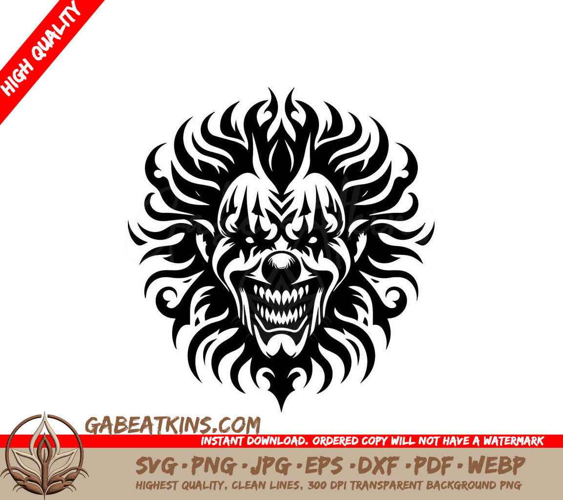 Modern Tribal Tattoo Clown SVG -  Drawing SVG