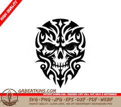 Modern Tribal Skull SVG -  Tattoo Design SVG