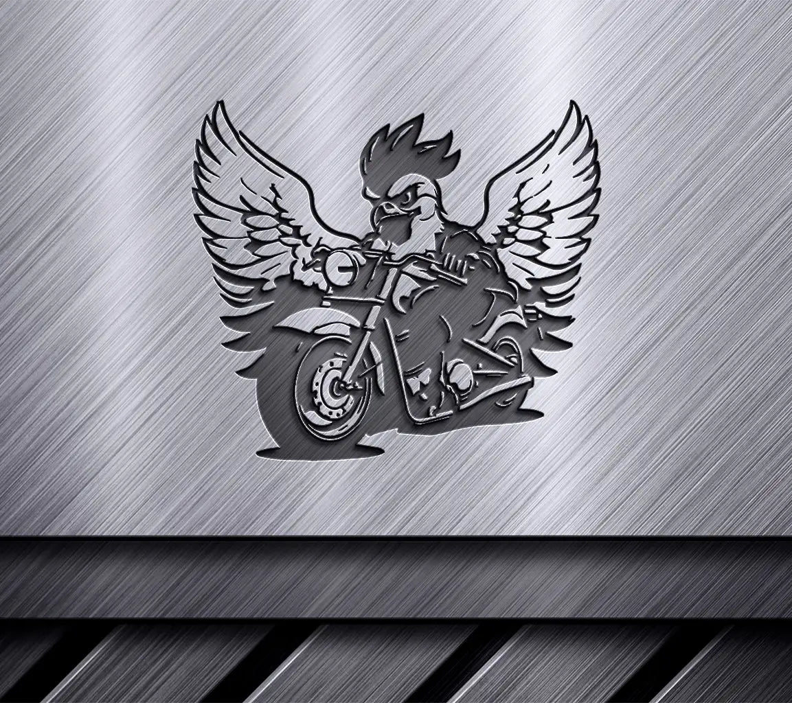 Rooster Riding Motorcycle with Wings SVG -  Illustration SVG