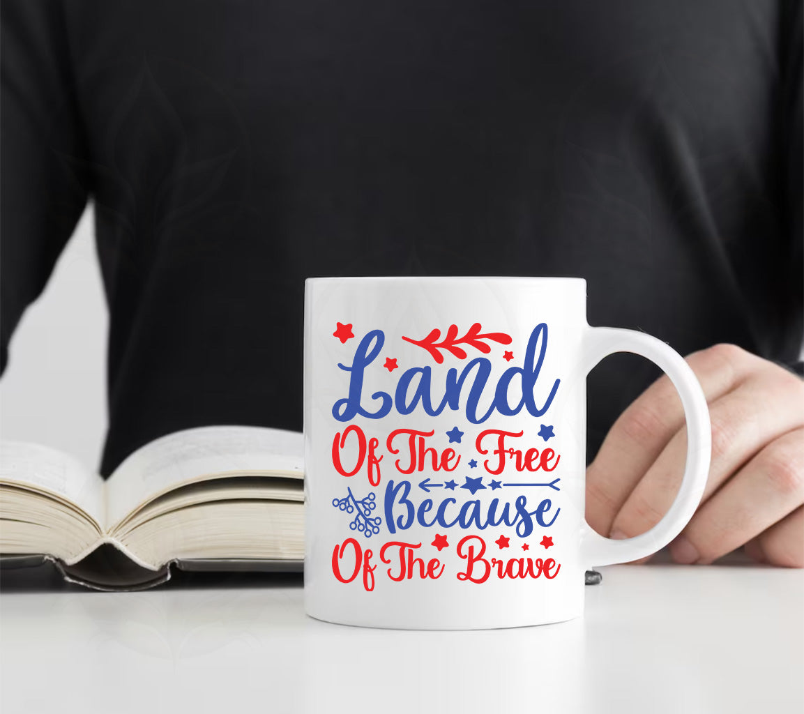 Land of the Free Because of the Brave July 4th Design SVG, PNG, DXF, J | Brave July 4th Design SVG, PNG, DXF, JPG, PDF, WebP