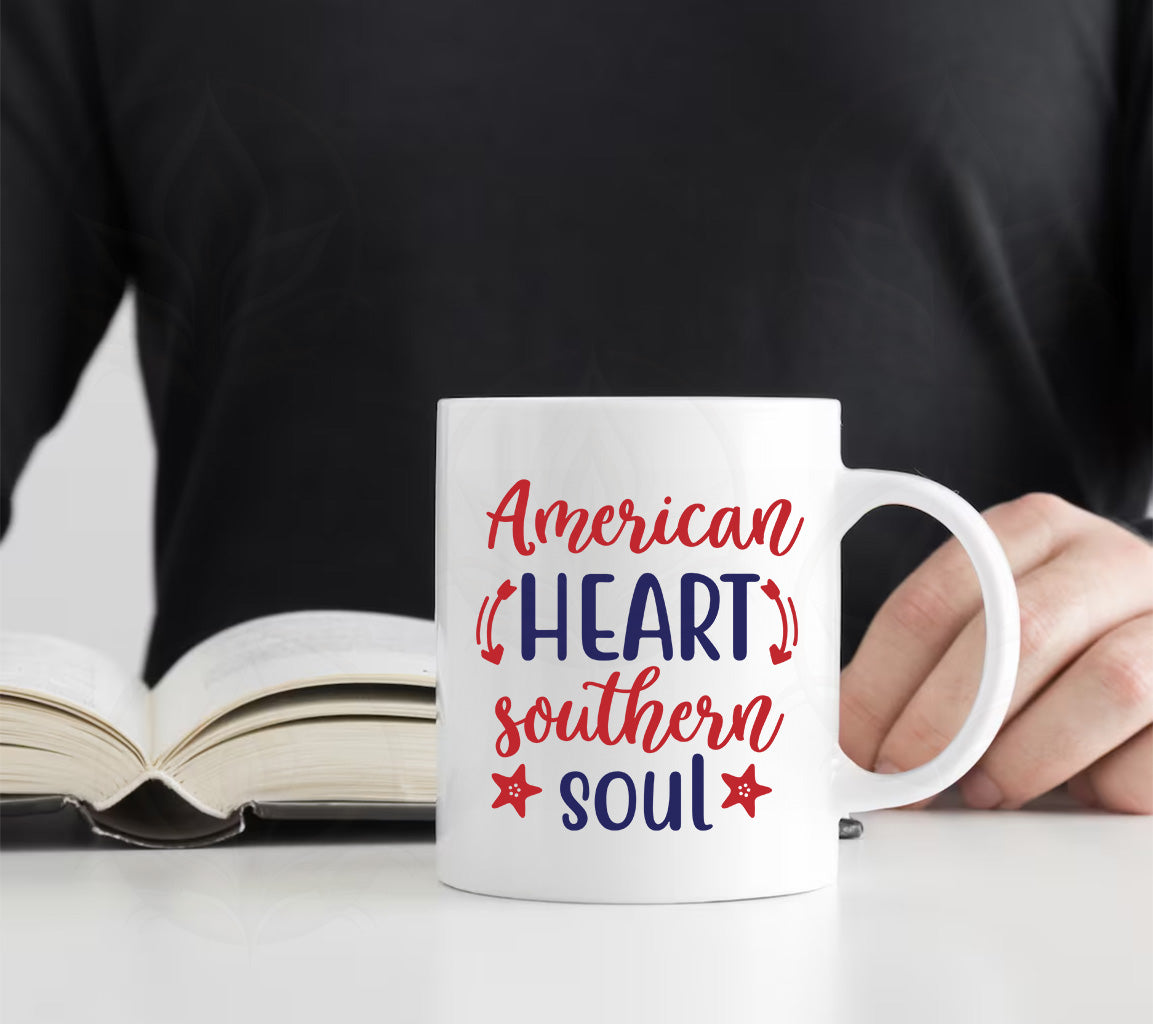 American Heart Southern Soul Patriotic SVG | You will get American Heart Souther Soul SVG, PNG, JPG, EPS, DXF, PDF and WebP File Formats