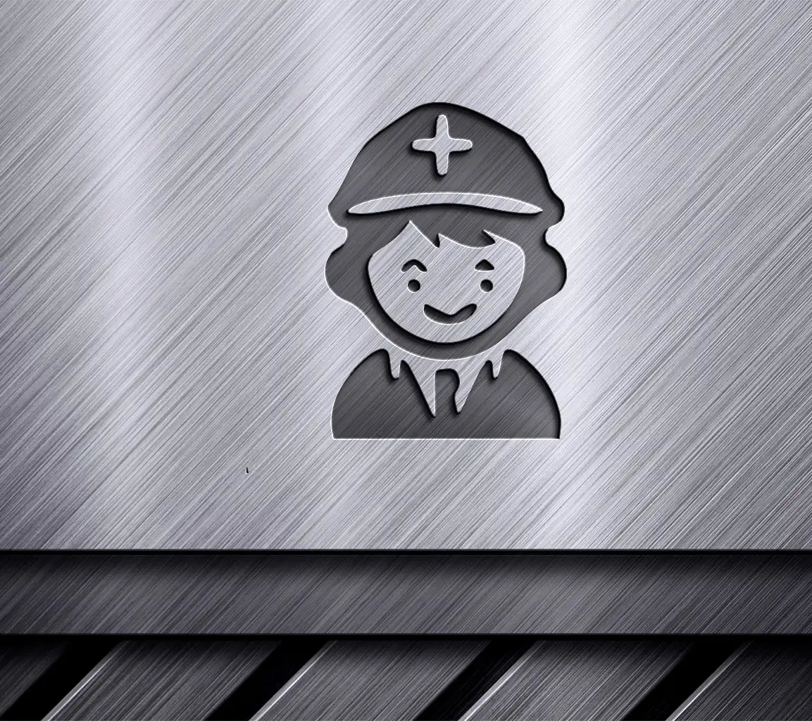 Officer Silhouette with Cross Hat SVG SVG