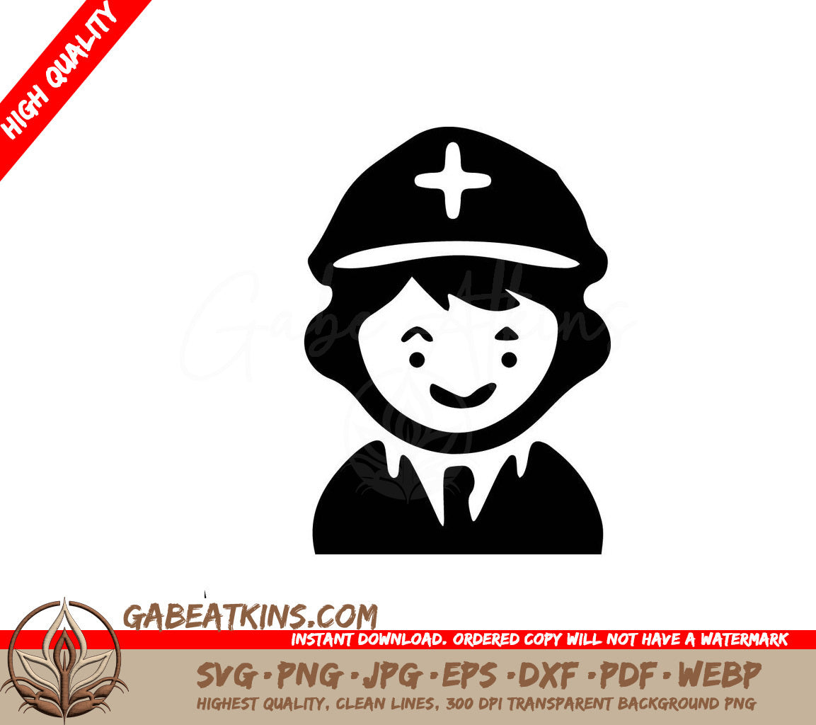 Officer Silhouette with Cross Hat SVG SVG