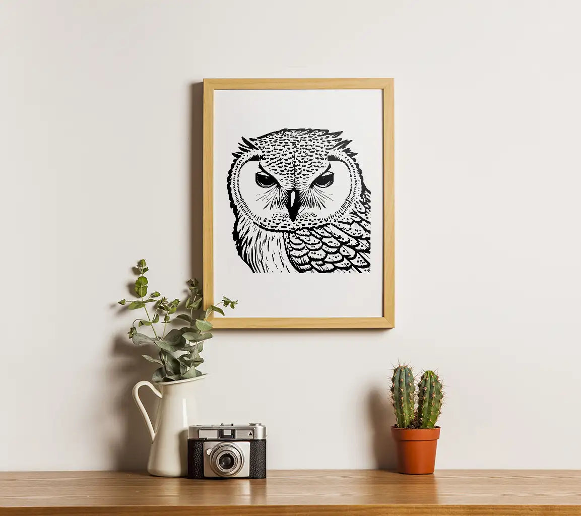  Owl Face SVG - Branch Silhouette SVG