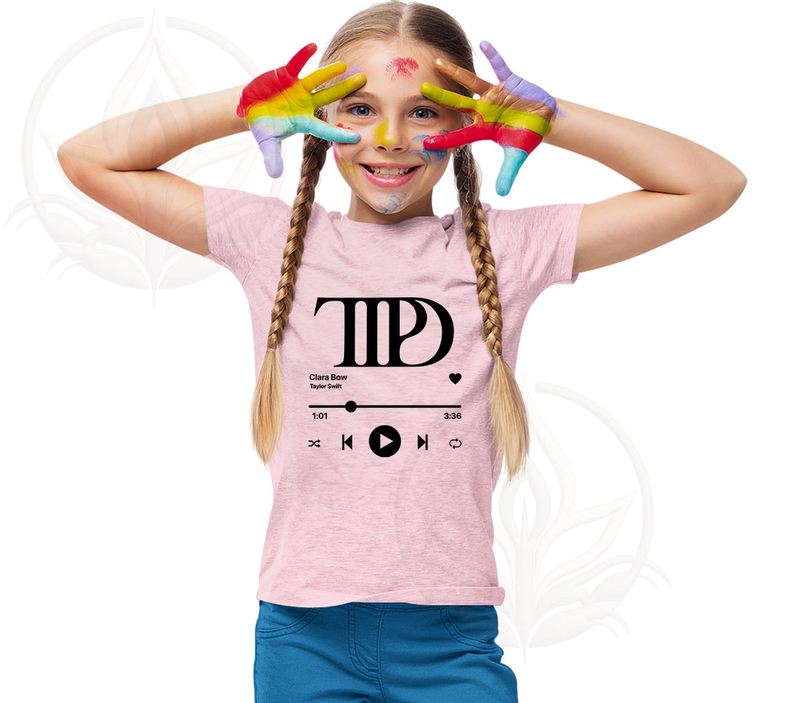 Clara Bow T-Shirt For Kids | Swiftie Style Alert! Taylor Swift Inspire | Tortured Poets Department Music Player Clara Bow