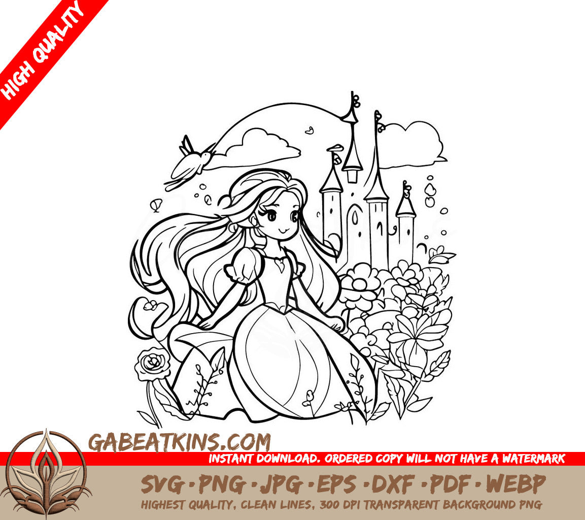  Princess Castle Line Art SVG SVG