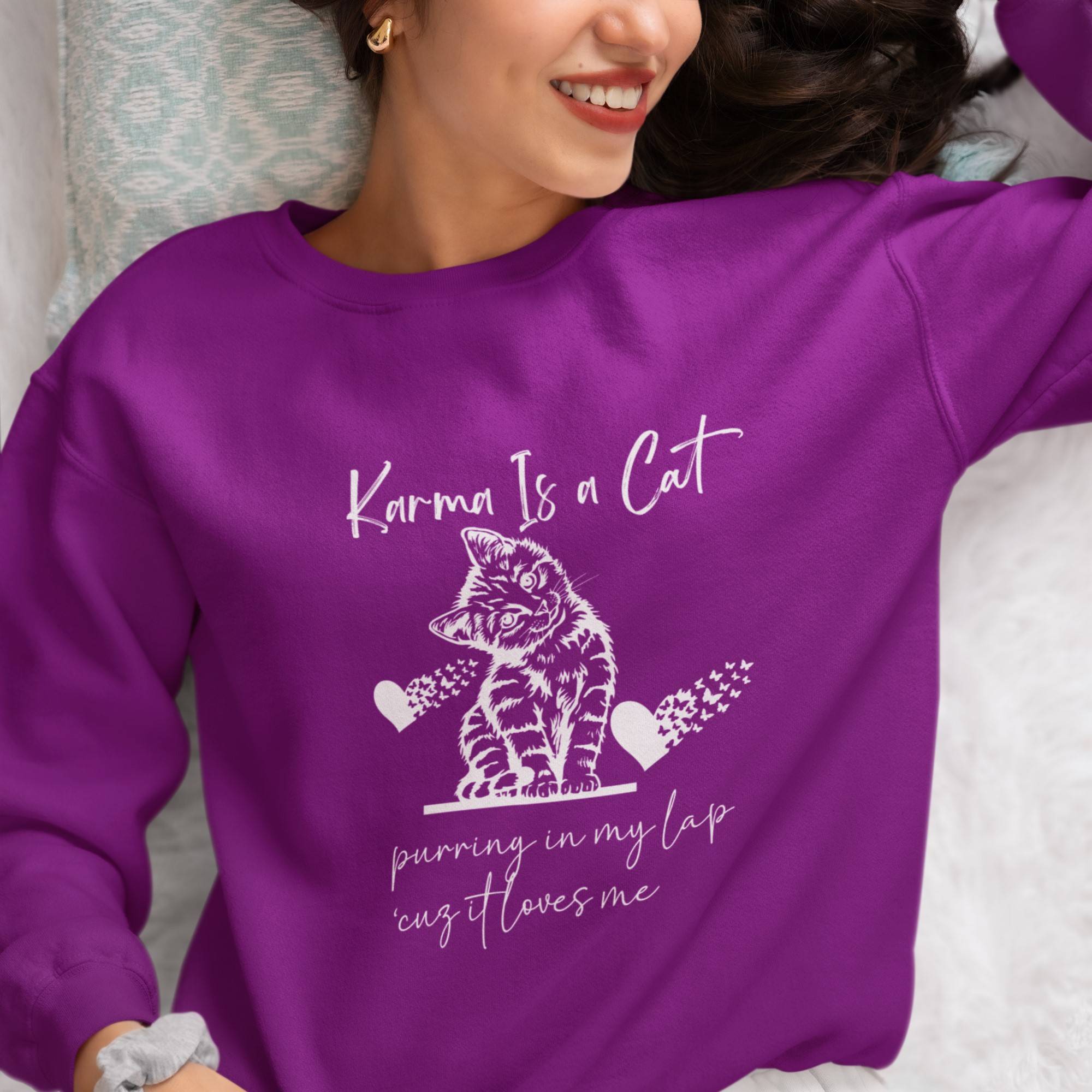 Karma is a Cat Purring in My Lap Sweatshirt, Meet me at Midnight Sweat | 2023 Swiftie Concert, Fashion Updated, Fun Music Lover