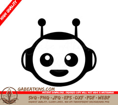 Smiling Robot with Headphones SVG -  Illustration SVG