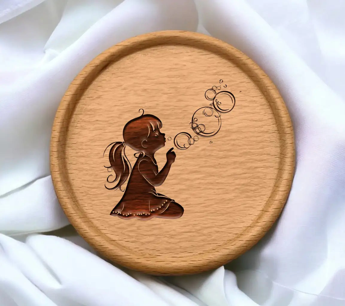 Little Girl Blowing Soap Bubbles SVG Silhouette SVG