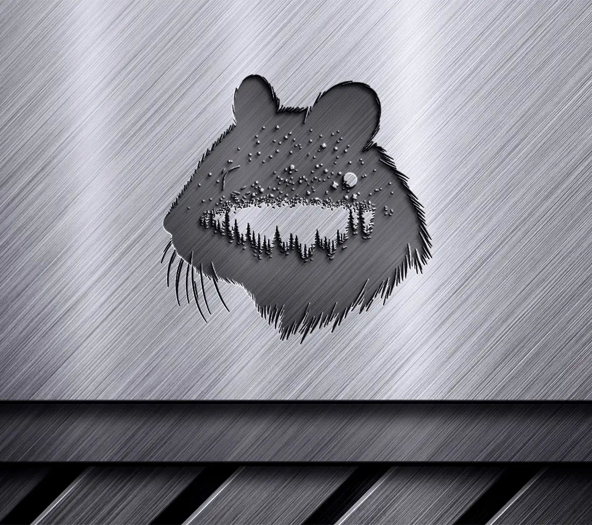  Mouse Silhouette with Forest Night View SVG SVG