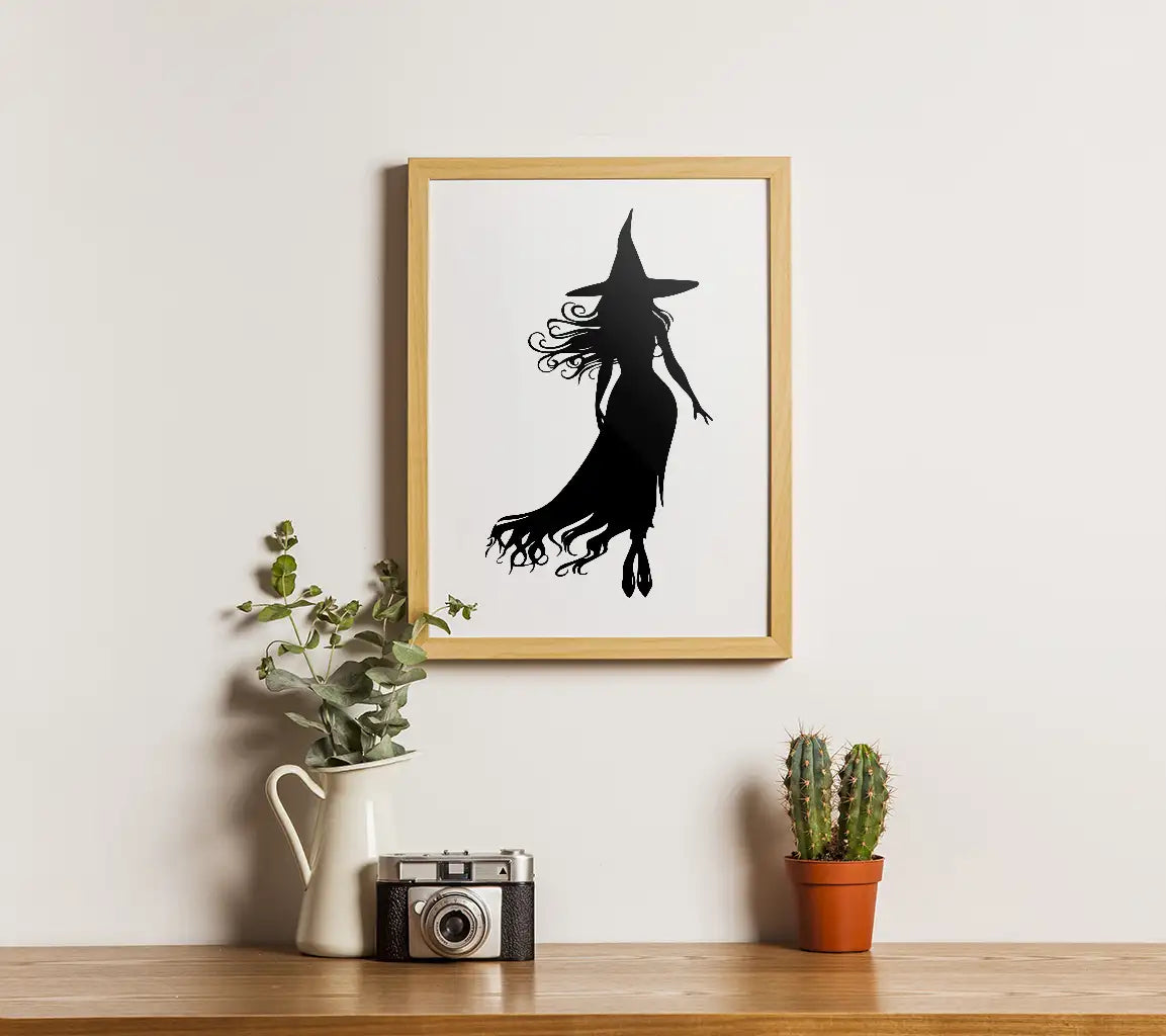  Witch Silhouette SVG - Long Hair and Curly Design SVG