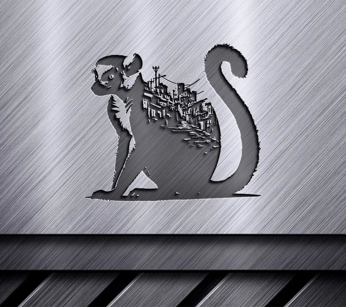  Lemur City Silhouette SVG - Rough Drawing SVG