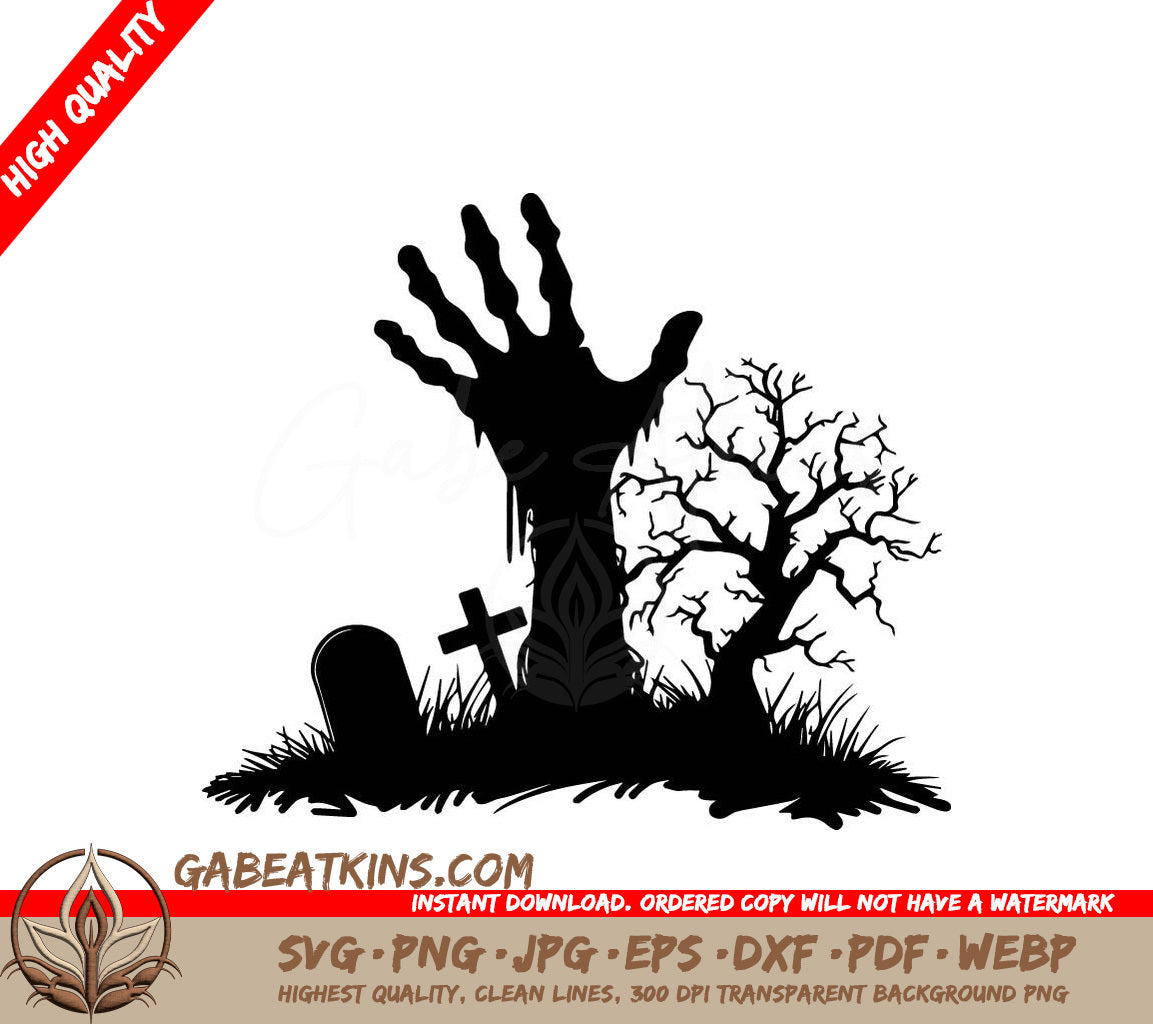 Zombie Hand Emerging From The Ground SVG Silhouette SVG