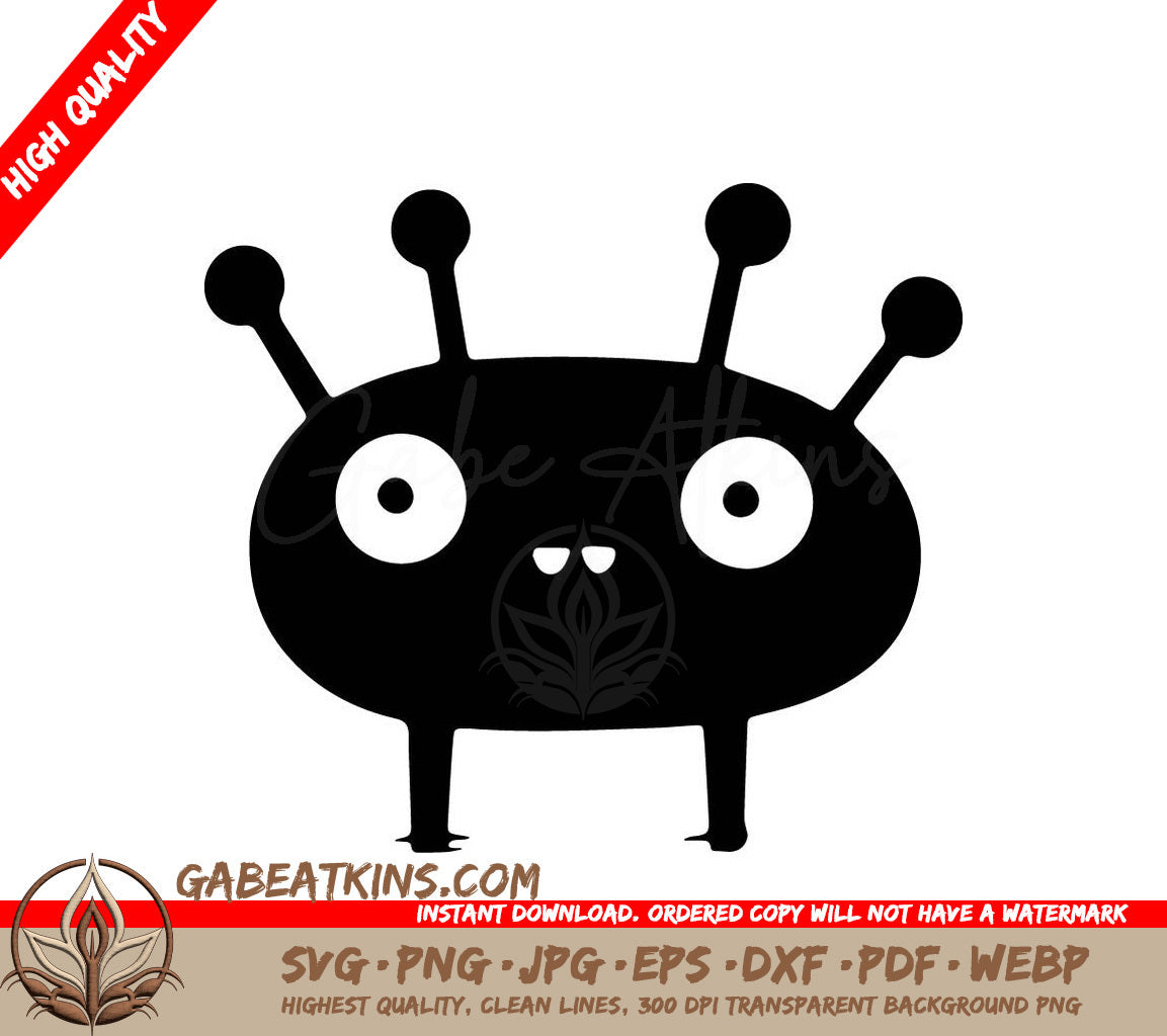 Cute Monster with Big Eyes -  SVG Doodle SVG