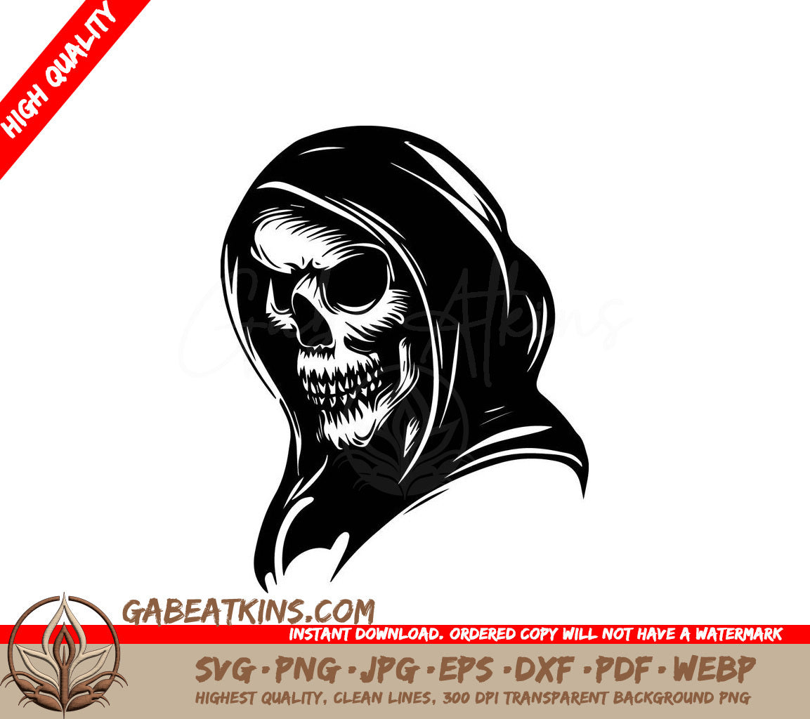  Hooded Skull SVG - Tattoo Illustration Vector SVG