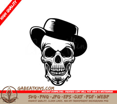  Skull with Top Hat SVG - Tattoo Design Vector Illustration SVG