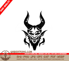  Devil with Horns SVG - Skull Tattoo Design SVG