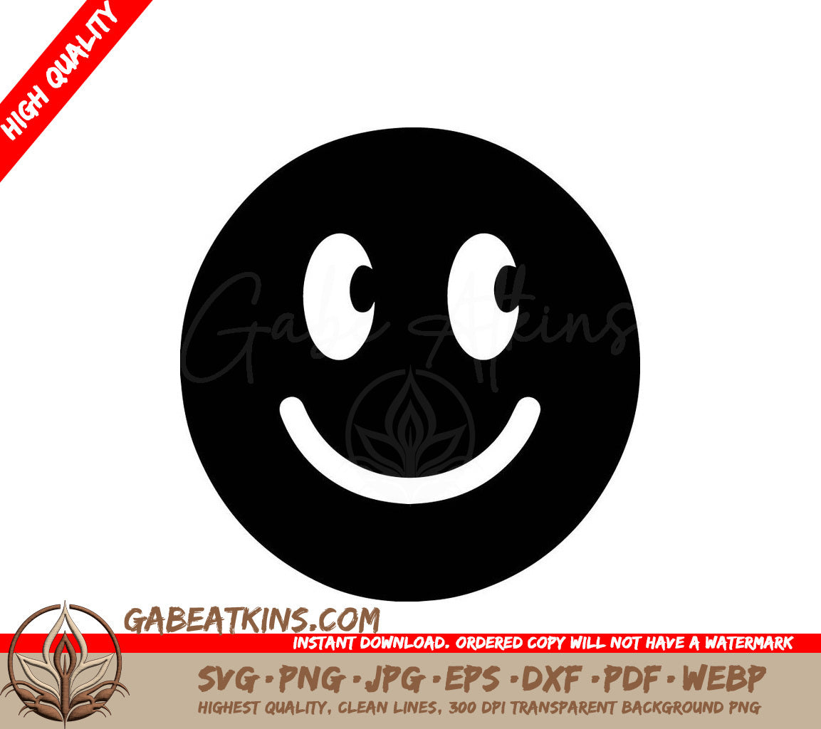 Black Smiley Face SVG Icon with White Eyes SVG