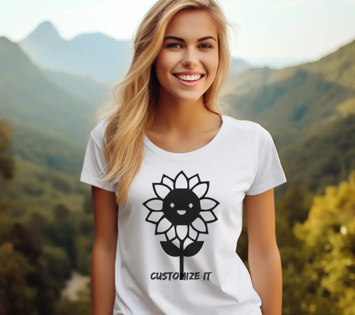 Smiling Sunflower SVG -  Drawing with Face SVG