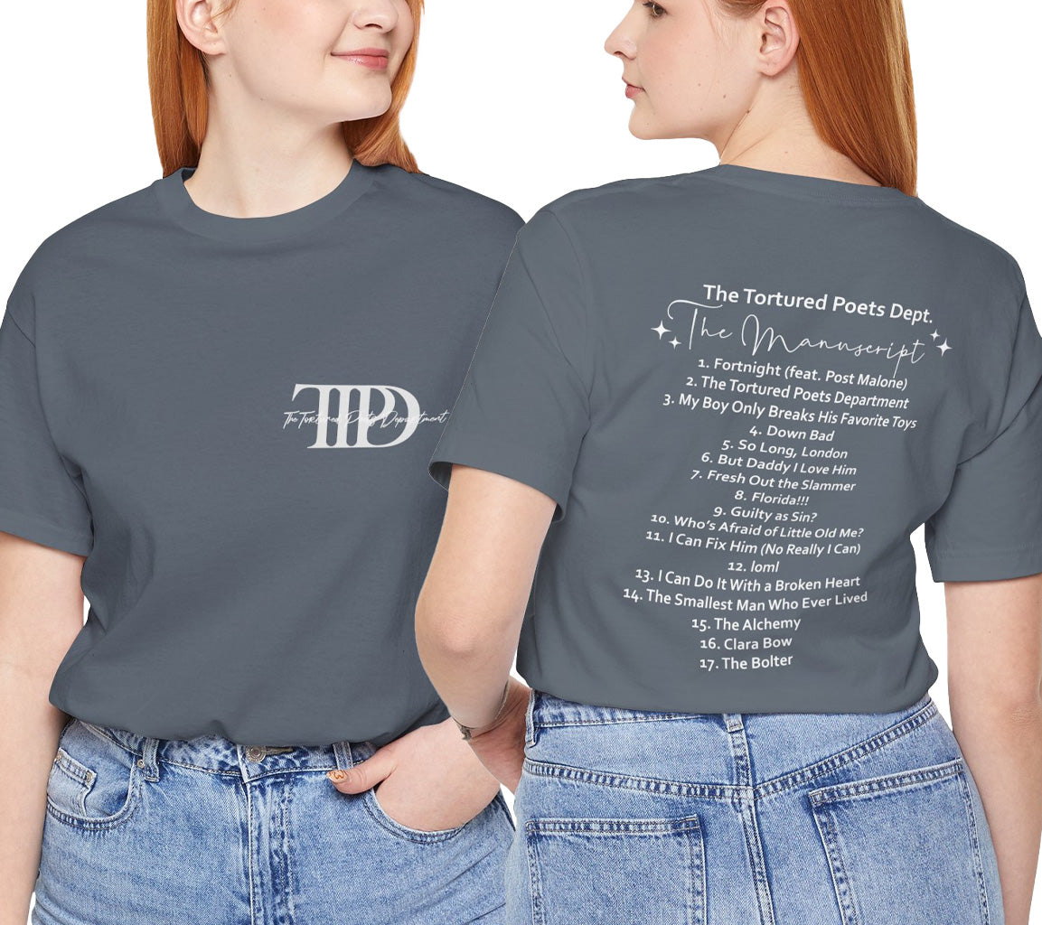 The Tortured Poets Department Tracklist Shirt | Two sided Print of TTP | Album Shirt Taylors Version Shirt Taylors