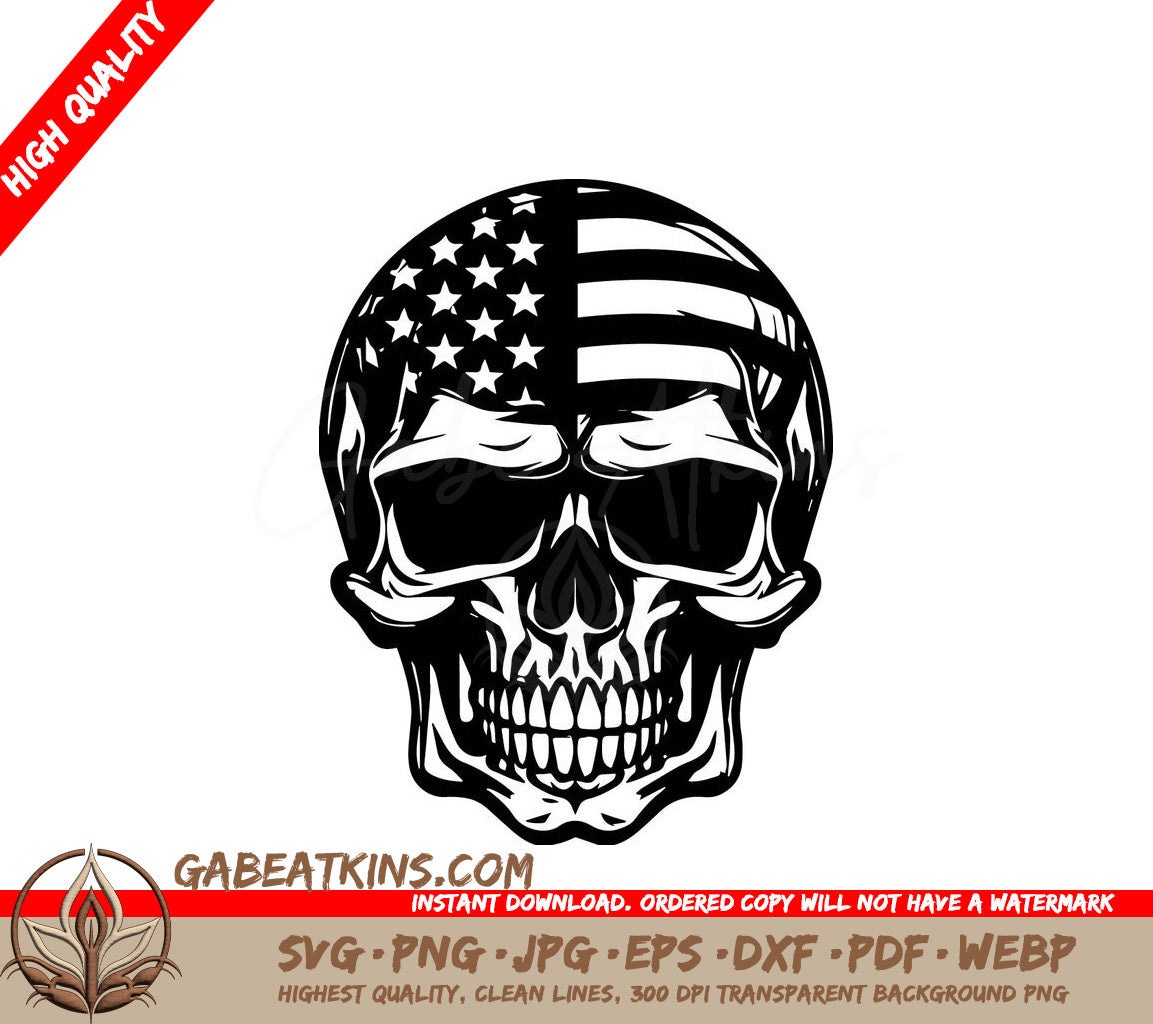 American Flag Skull SVG Design -  SVG