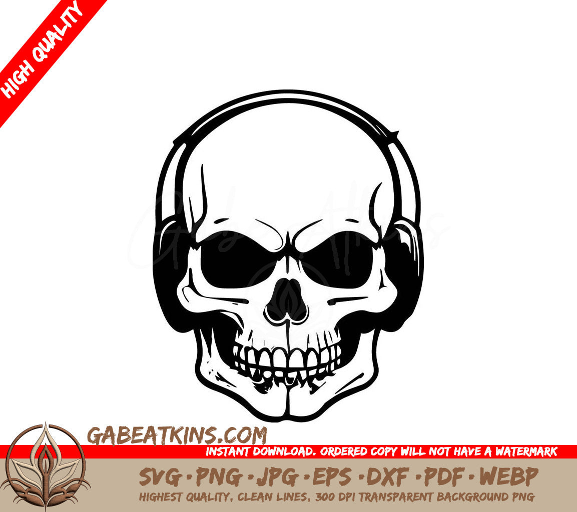  Skull with Headphones SVG -  Teschio con le cuffie 03 1 SVG