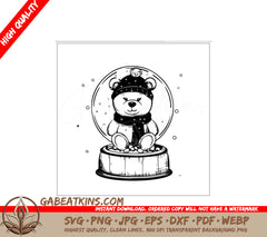  Teddy Bear Snow Globe SVG - Hand Drawn Flat Biodiversity Design SVG