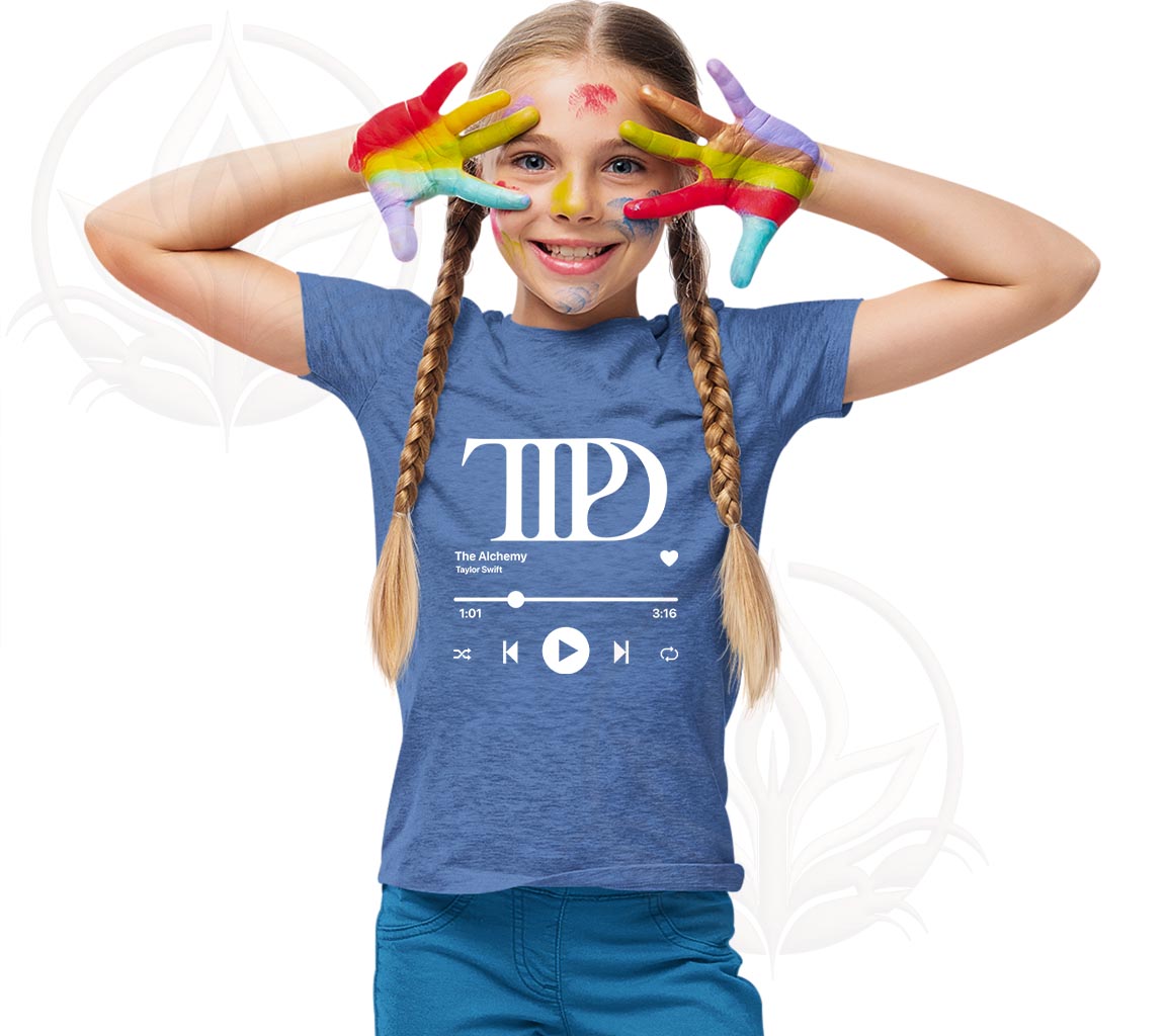 Taylor Swift TTPD Shirt For Kids | The Alchemy Inspired by TTPD Album Royal Blue