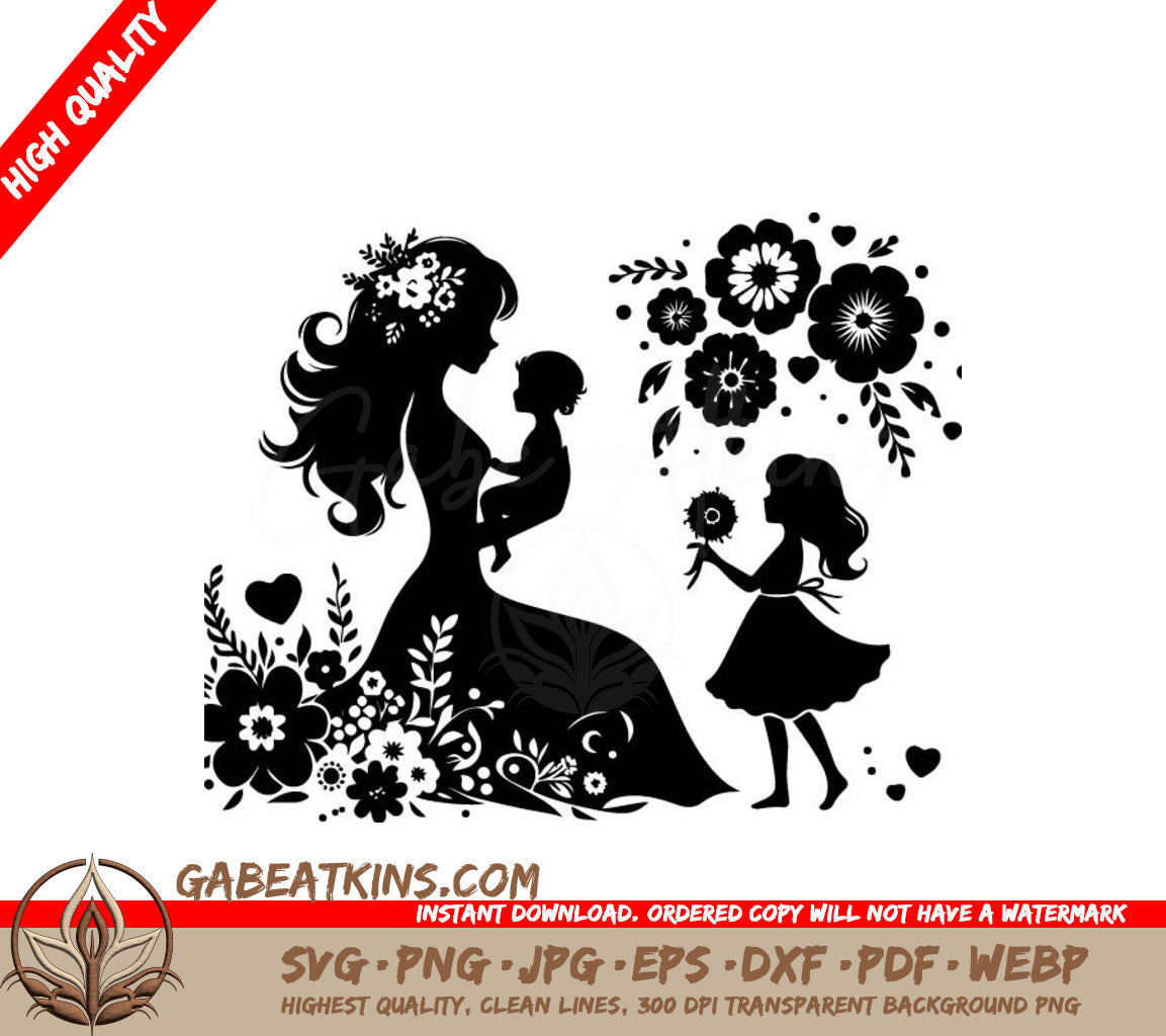 Mothers Day Mom & Child Love Silhouette SVG SVG