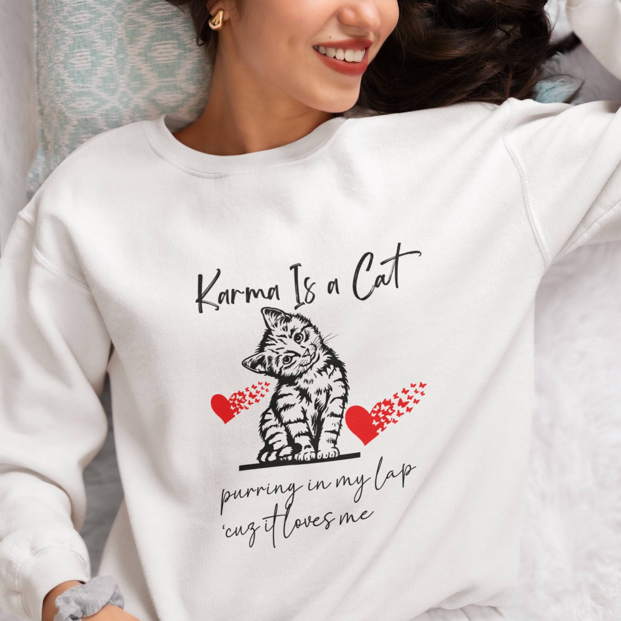 Karma is a Cat Purring in My Lap Sweatshirt, Meet me at Midnight Sweat | 2023 Swiftie Concert, Fashion Updated, Fun Music Lover