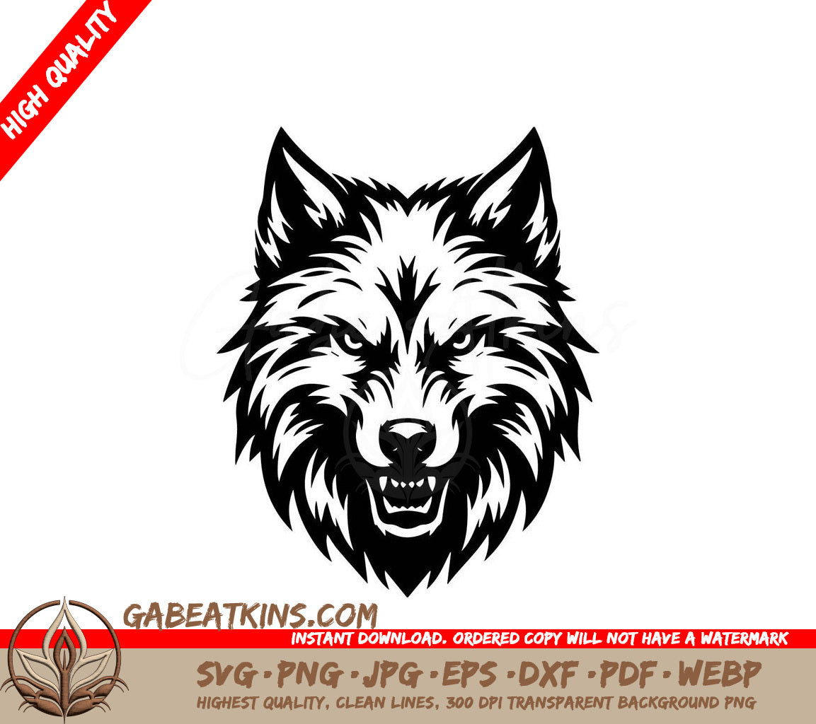  Wolf Head SVG - Open Mouth Animal Illustration SVG