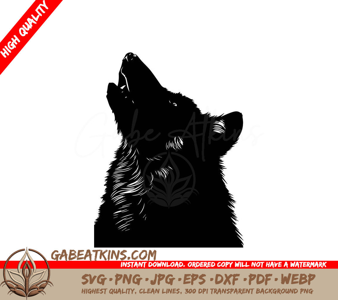  Wolf Silhouette SVG - Open Mouth & Transparent Background SVG