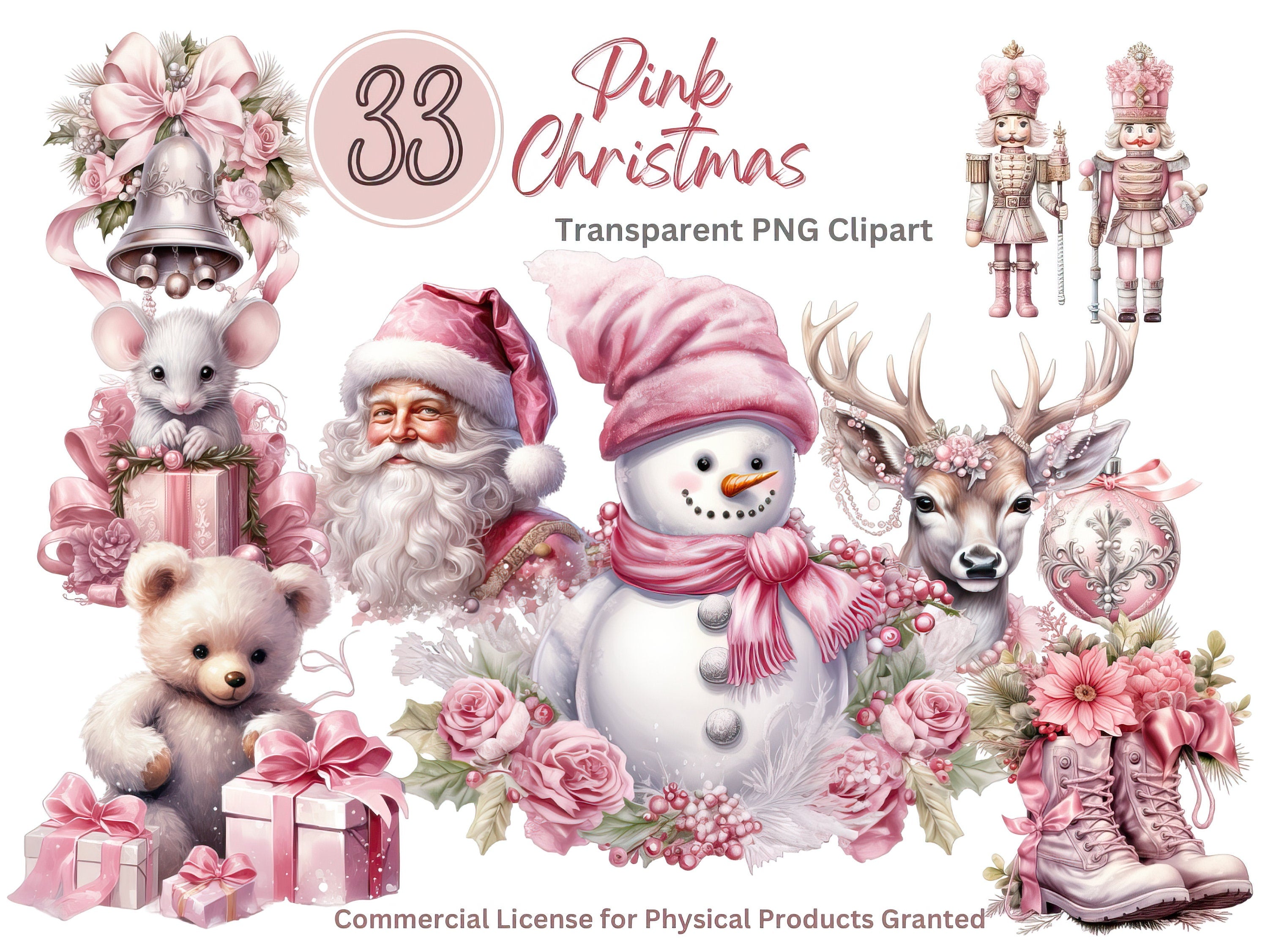 Pink Christmas Characters Clipart | 33 Beautiful Clipart | Instant Download | Clipart | cottagecore clipart, holiday png, lovely christmas png, pink christmas png, Pink holiday Clipart, pink santa png, Pink Snowman, Pink Tis The Season, Png Clipart Bundle, sublimation clipart, sublimation png, sublime clipart Png, winter clipart | Gabe Atkins Designs