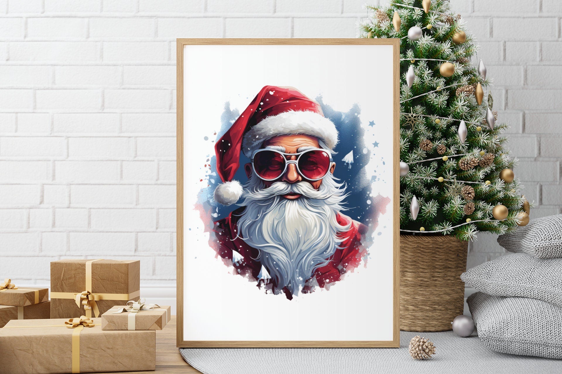 Santa with Sunglasses PNG Christmas PNG Cute Christmas Shirt Digital Design Cheerful Christmas Pink Santa PNG | Perfect for T-Shirt Designs - Gabe Atkins Designs