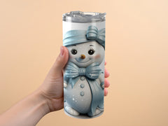 20 oz Skinny Tumbler Wrap | 3D Glitter Snowman | Seamless Design, Straight And Tapered Tumbler Wrap, Instant Download PNG - Gabe Atkins Designs