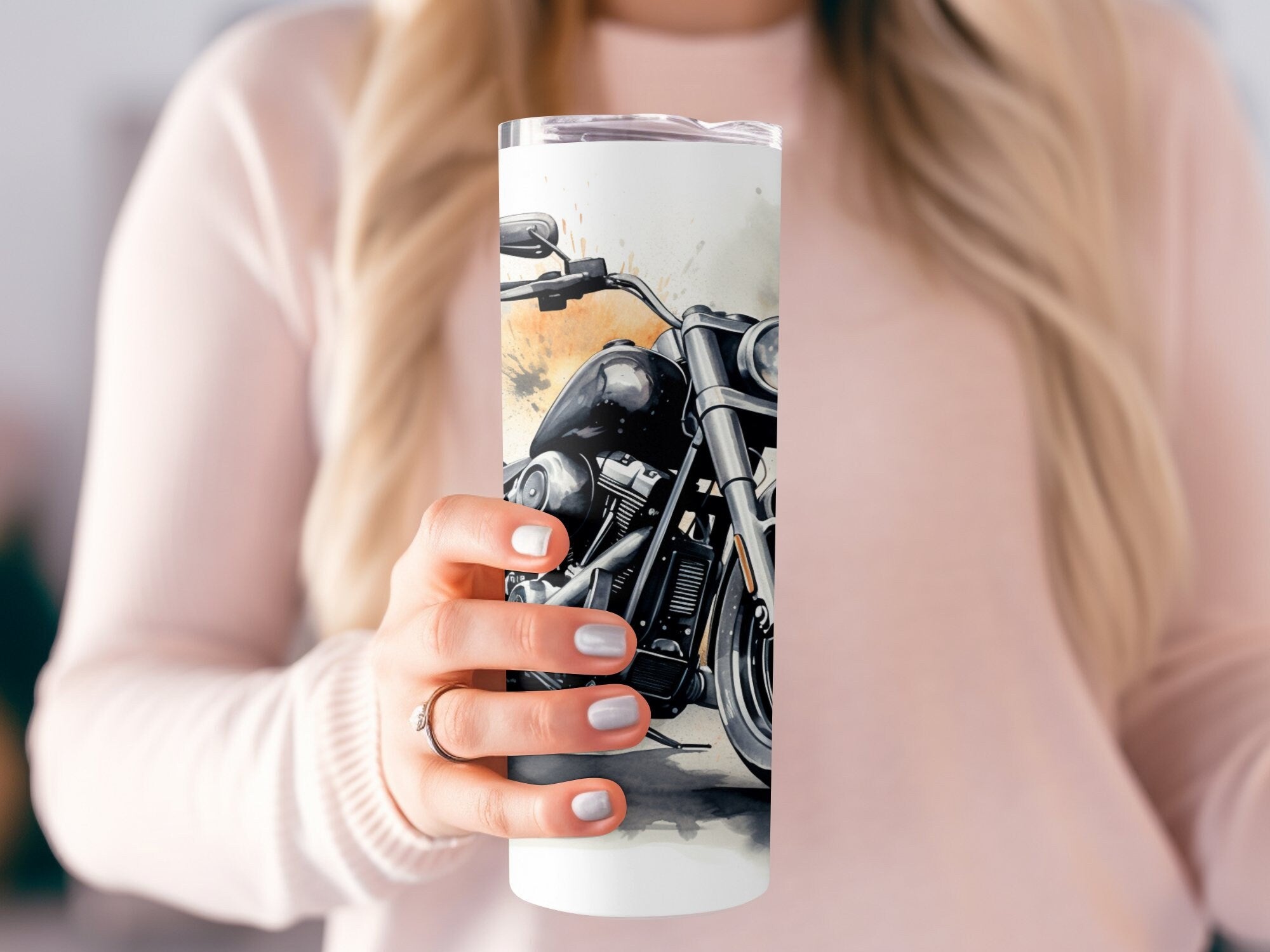 Monochrome Dream Motorcycle, 20oz Tumbler Wrap, Stylish Design for Str | Monochrome Dream Motorcycle, 20oz Tumbler Wrap, Stylish Design