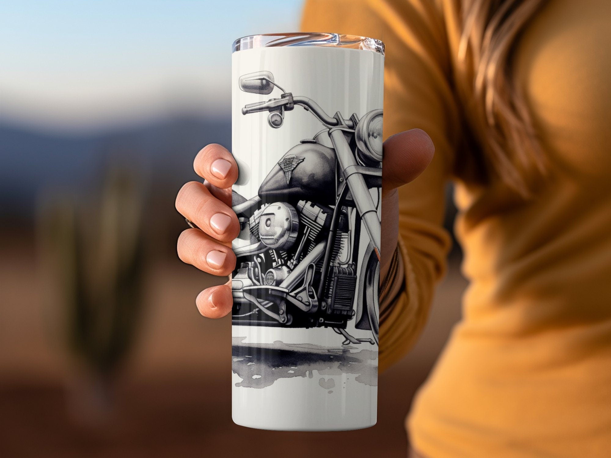 Steel Stallion Motorcycle Sketch - 20oz Tumbler Wrap, Artistic Design  | Steel Stallion Motorcycle Sketch - 20oz Tumbler Wrap, Artistic Design