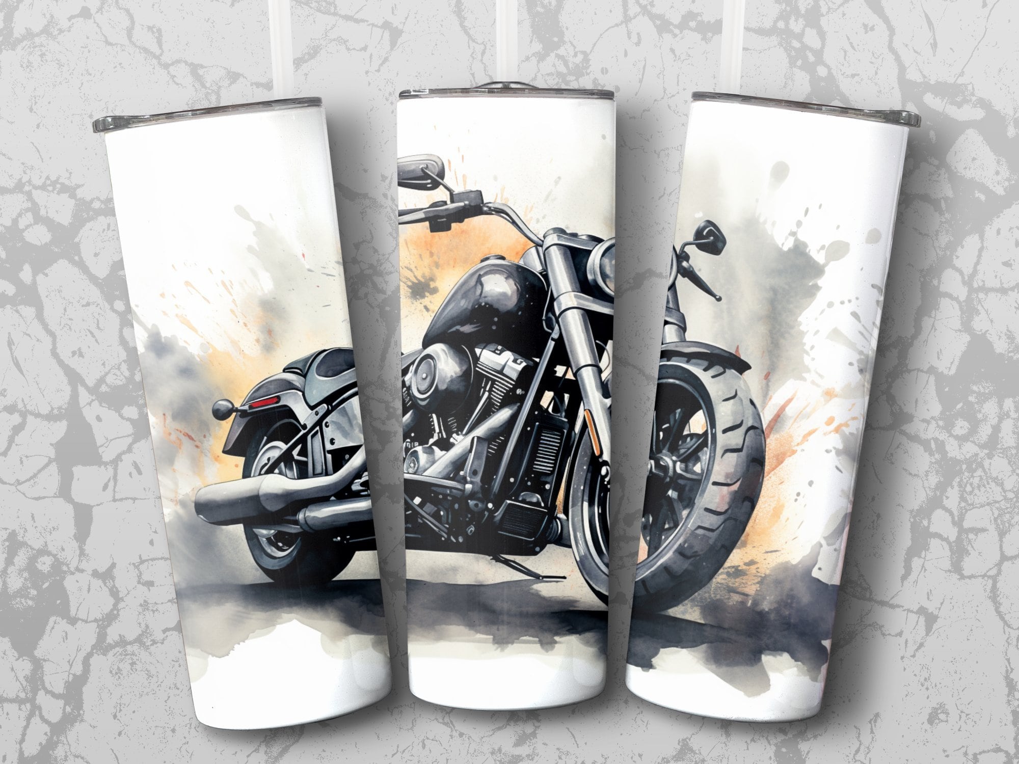 Monochrome Dream Motorcycle, 20oz Tumbler Wrap, Stylish Design for Str | Monochrome Dream Motorcycle, 20oz Tumbler Wrap, Stylish Design