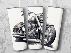 Classic Chrome Harley Portrait - Seamless 20oz Tumbler Wrap for Straig | Classic Chrome Harley Portrait - Seamless 20oz Tumbler Wrap