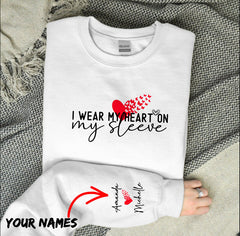 I Wear My Heart On My Sleeve Sweatshirt, Personalized Mom Sweatshirt,  | Sleeve Sweatshirt, Personalized Mom Sweatshirt, Children