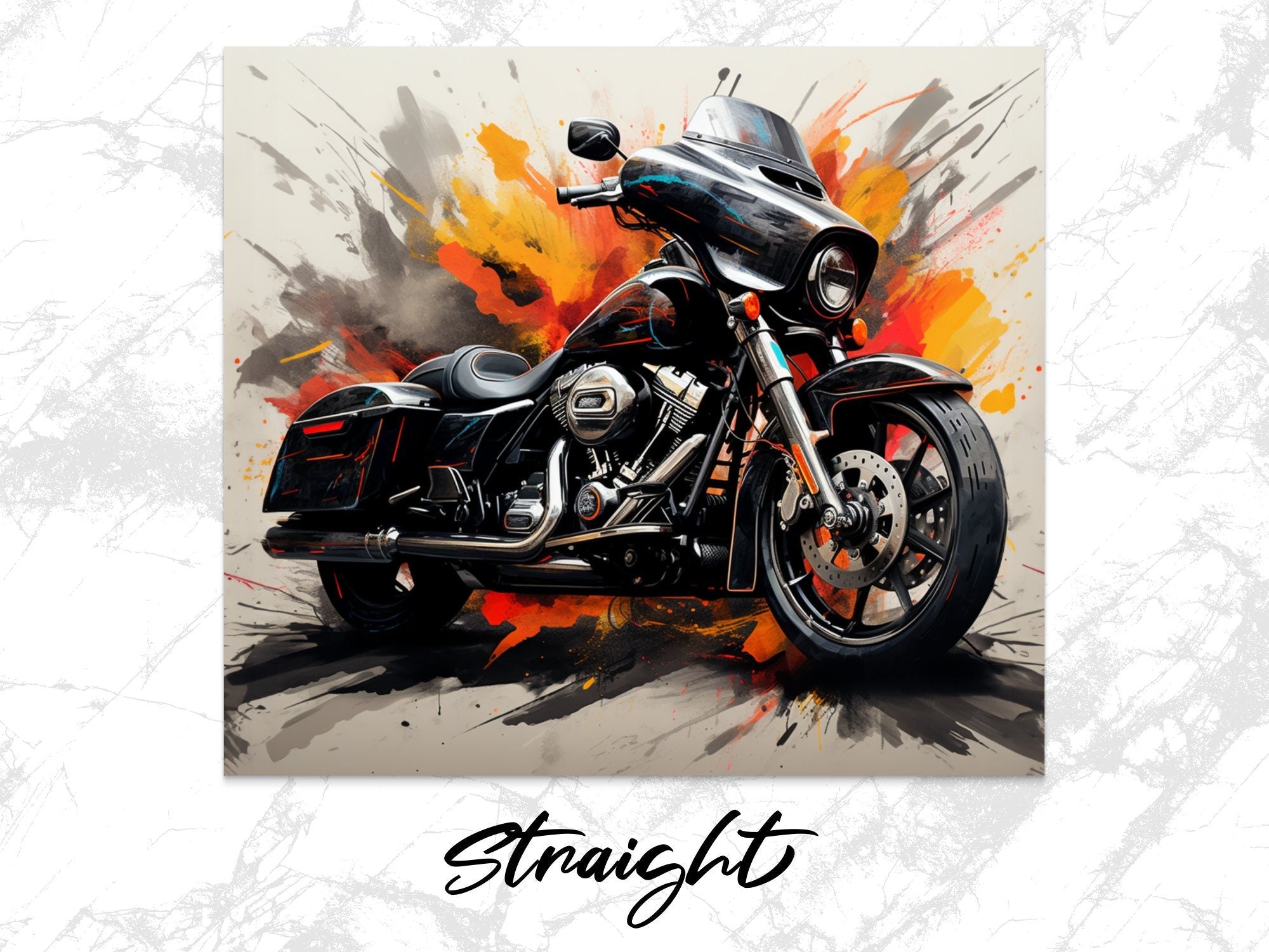 Seamless Motorcycle Tumbler Wrap, Fiery Ride Abstract Motorcycle Stree | Seamless Motorcycle Tumbler Wrap, Fiery Ride Abstract Motorcycle Street Glide, 20oz Tumbler Wrap, Straight & Tapered