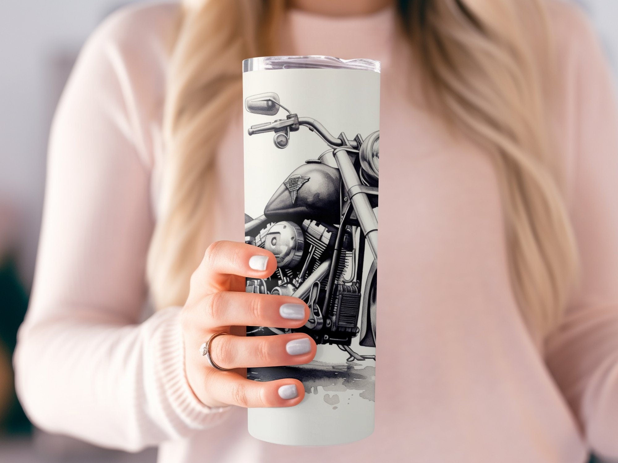 Steel Stallion Motorcycle Sketch - 20oz Tumbler Wrap, Artistic Design  | Steel Stallion Motorcycle Sketch - 20oz Tumbler Wrap, Artistic Design