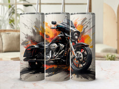 Seamless Motorcycle Tumbler Wrap, Fiery Ride Abstract Motorcycle Stree | Seamless Motorcycle Tumbler Wrap, Fiery Ride Abstract Motorcycle Street Glide, 20oz Tumbler Wrap, Straight & Tapered